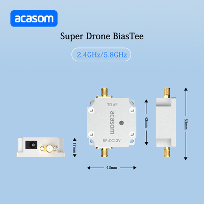 12V सुपर ड्रोन बायस टी इनपुट पावर ≤40dBm और 2.4-2.5GHz के लिए कम सम्मिलन हानि ≤0.4dB