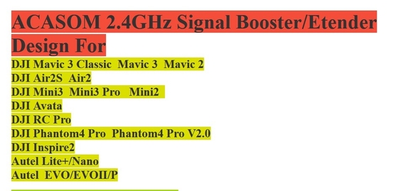 ड्रोन के लिए 2400MHz आरएफ सिग्नल एक्सटेंडर डीजी एफपीवी ईवीओ उच्च दक्षता